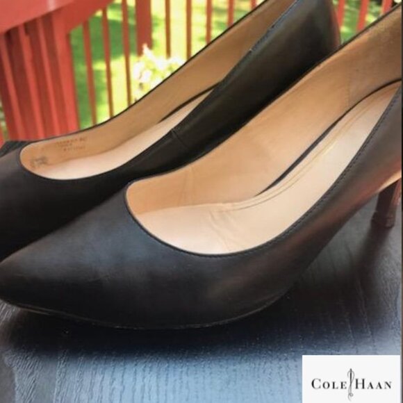 COLE HAAN - NIKE AIR Black Leather Heels/Pumps size 8C - Picture 2 of 10